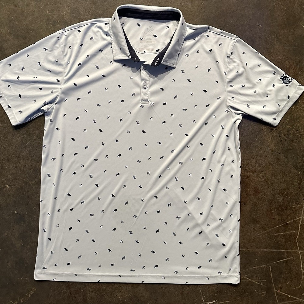Swanies Golf Polo Shirt Men's XL White All Over Print Performance Short Sleeve